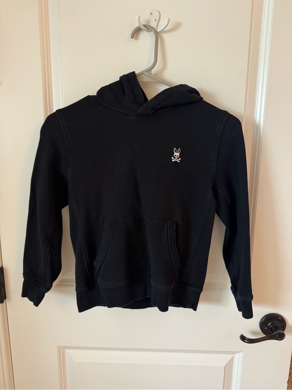 Psycho Bunny Black Kids Hoodie with White Bunny Skull
